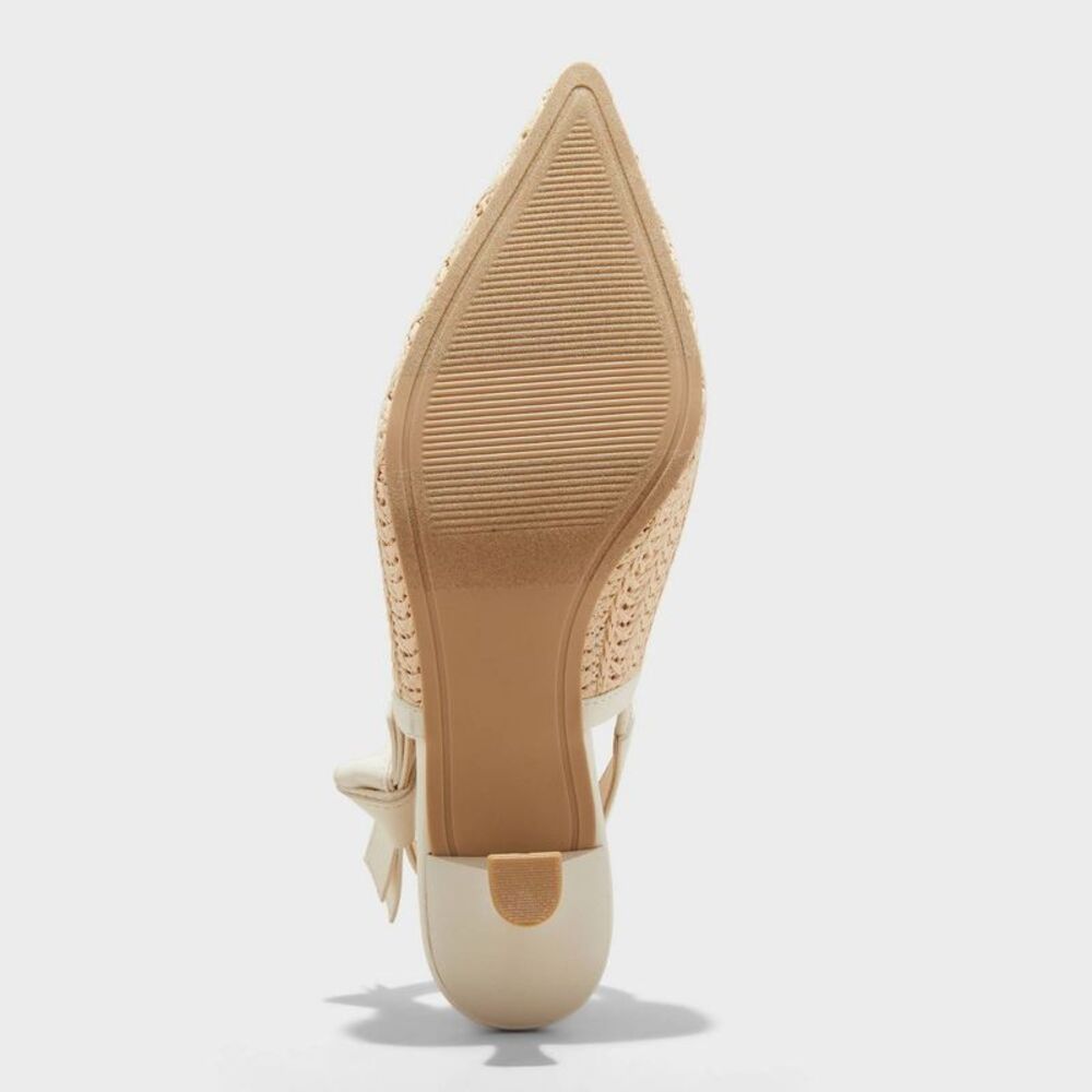 Women's Milan Raffia Slingback Heels - A New Day Beige 9.5 - Picture 4 of 4